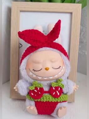 Cute Labubu Red Crochet Swimsuit - doll not included